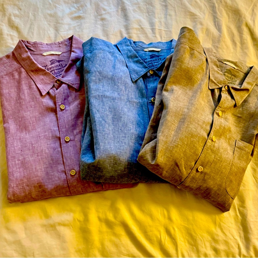 EUC 100% Vintage Linen Tommy Bahama Long Sleeve Shirt (4XB) Lot of 3